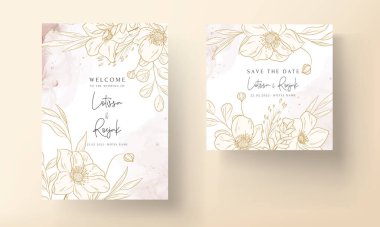 Hand Drawn vintage floral wedding invitation card