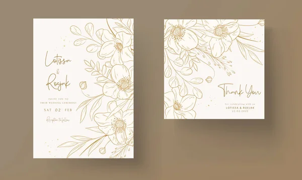 Hand Drawn Vintage Floral Wedding Invitation Card – Stock-vektor