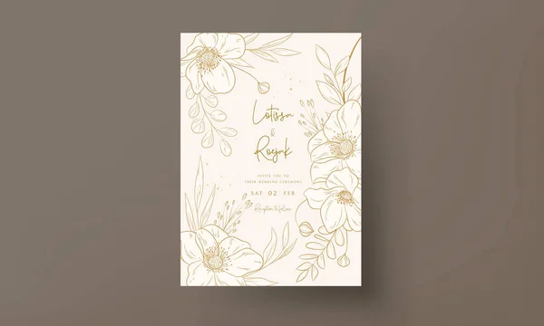 Hand Drawn Vintage Floral Wedding Invitation Card — Wektor stockowy