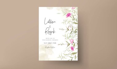 beautiful hand drawn wedding invitation card with elegant small flowers