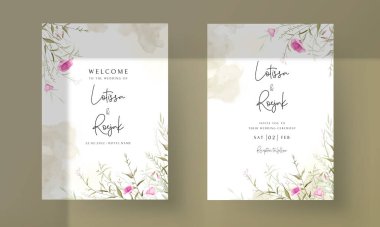 beautiful hand drawn wedding invitation card with elegant small flowers
