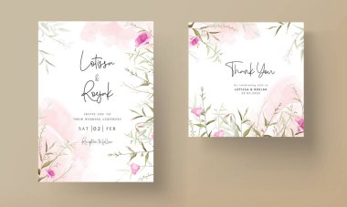 beautiful hand drawn wedding invitation card with elegant small flowers