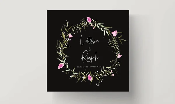 Beautiful Hand Drawn Wedding Invitation Card Elegant Small Flowers — Vetor de Stock