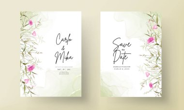 beautiful hand drawn wedding invitation card with elegant small flowers