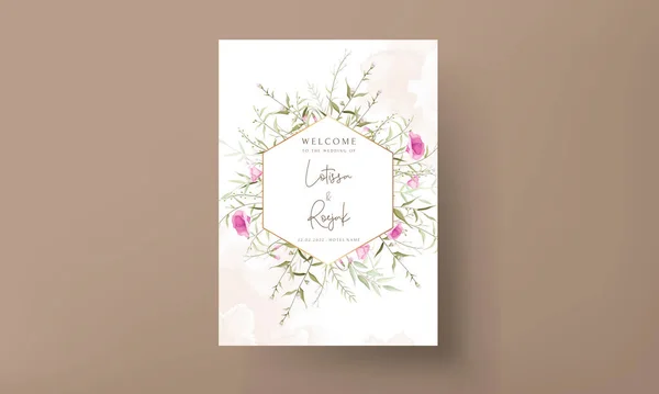 Elegant Wildflower Wedding Invitation Card Template — Vetor de Stock