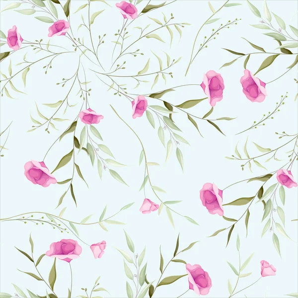 Beautiful Wild Flower Seamless Pattern — Vetor de Stock