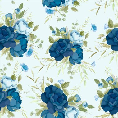 beautiful blue floral seamless pattern