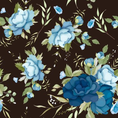 beautiful blue floral seamless pattern