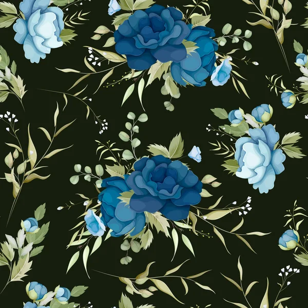 Beautiful Blue Floral Seamless Pattern — Image vectorielle