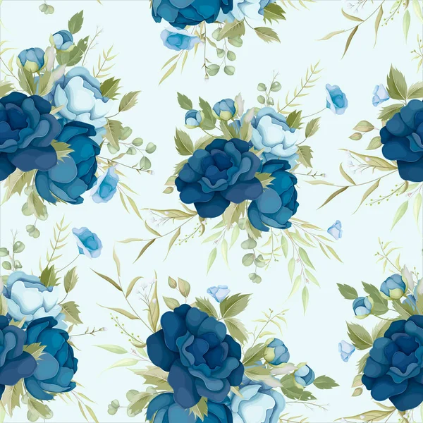 beautiful blue floral seamless pattern
