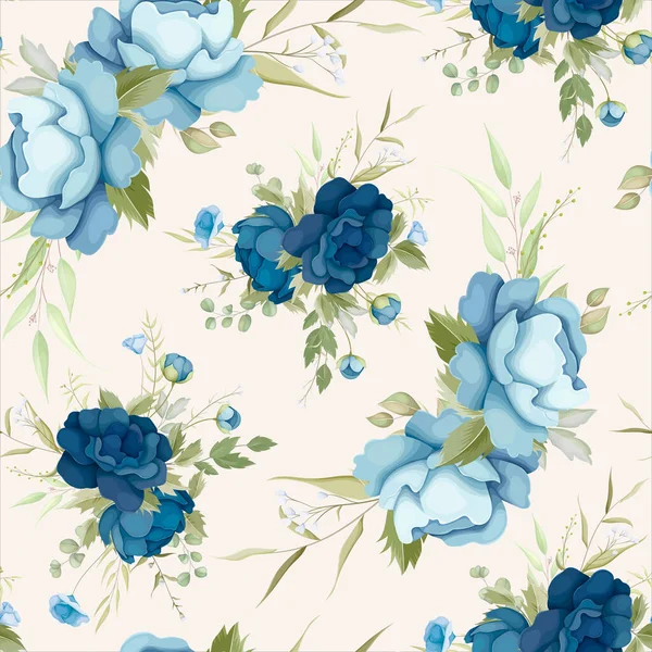 Beautiful Blue Floral Seamless Pattern — Stockvektor
