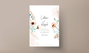 Çiçek düğün davetiye kartı şablonu