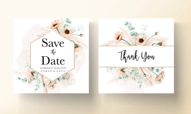 Çiçek düğün davetiye kartı şablonu