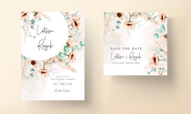 Çiçek düğün davetiye kartı şablonu