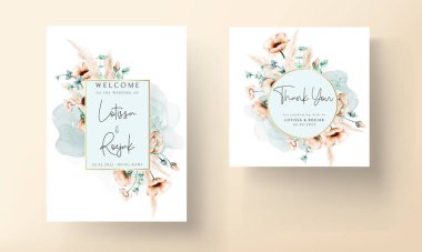 Çiçek düğün davetiye kartı şablonu