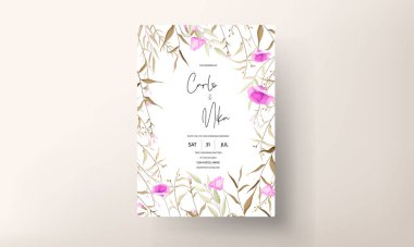 elegant hand drawn small floral wedding invitation card