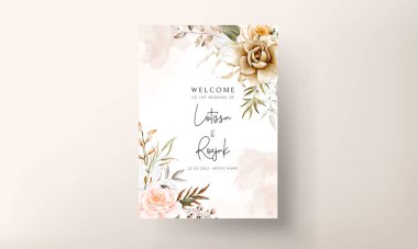 Romantic hand drawn floral wedding invitation card