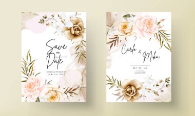 Romantic hand drawn floral wedding invitation card