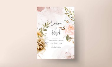 Romantic hand drawn floral wedding invitation card