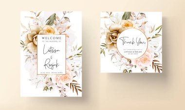 Beautiful hand drawn flower wedding invitation card set