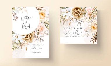 Beautiful hand drawn flower wedding invitation card set