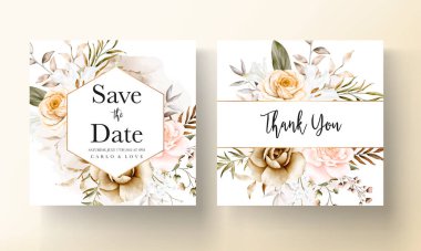 Beautiful hand drawn flower wedding invitation card set