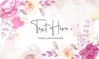 cute background with baby stuff and beautiful floral