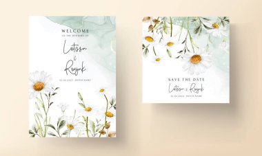 elegant daisy flower wedding invitation card template