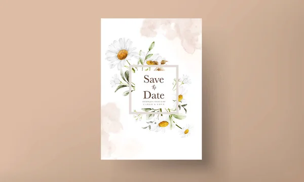 Modern wedding invitation template with vintage daisy flower