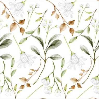 Güzel suluboya papatya çiçeği pürüzsüz desen