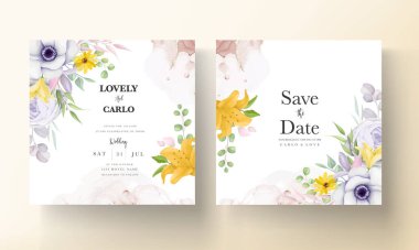 Güzel el çizimi çiçek davetiyesi şablonu