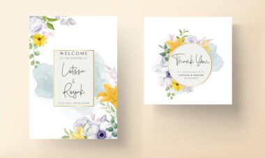 Güzel el çizimi çiçek davetiyesi şablonu