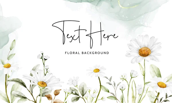 美しいデイジーの花とエレガントな花の背景テンプレート — ストックベクタ