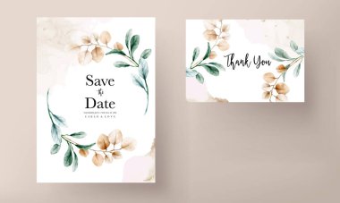 Zarif boho suluboya davetiye kartı şablonu bırakır