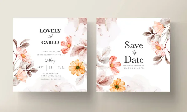 Molduras Flores Aquarela Cartão Convite Casamento — Vetor de Stock