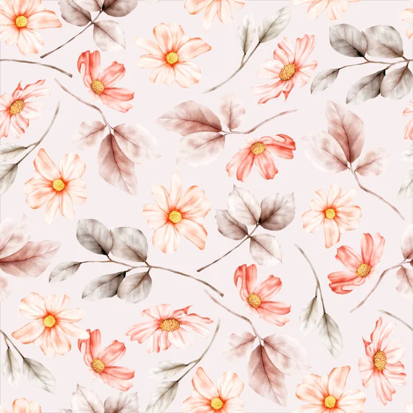 Dessin Main Élégant Aquarelle Motif Floral Sans Couture — Image vectorielle