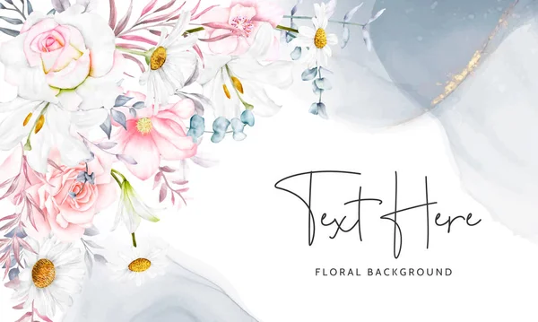 Κομψό Floral Φόντο Όμορφο Λουλούδι Και Φύλλα Ακουαρέλα — Διανυσματικό Αρχείο