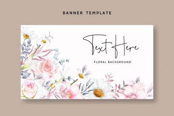 Elegante Florale Hintergrund Mit Schönen Blume Und Blätter Aquarell — Stockvektor