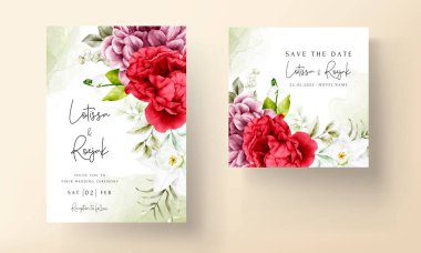 Güzel suluboya çiçekli davetiye kartı 