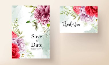 Güzel suluboya çiçekli davetiye kartı 