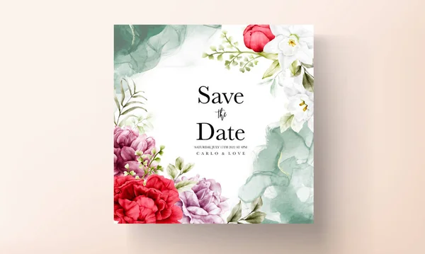 Όμορφη Ακουαρέλα Ανθίζοντας Παιώνιος Λουλούδι Πρόσκληση Κάρτα — Διανυσματικό Αρχείο