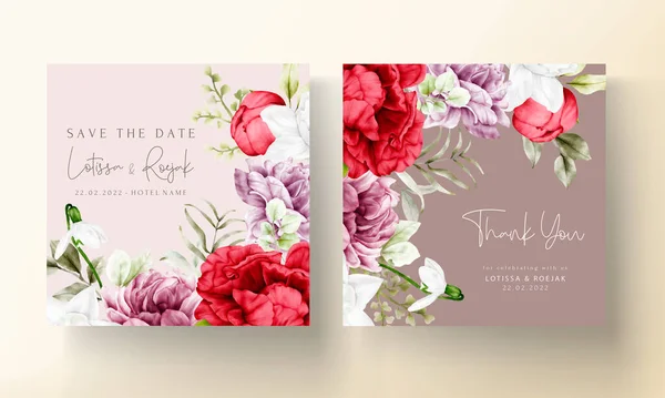 Modelo Convite Casamento Floral Florido Aquarela — Vetor de Stock
