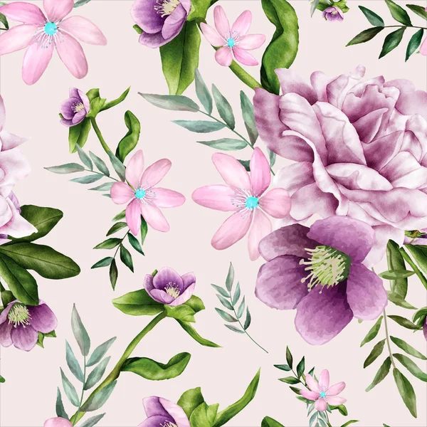 Elegante Suave Púrpura Floral Diseño Patrón Sin Costura — Vector de stock