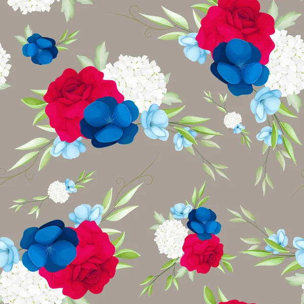 Patrón Sin Costuras Hermoso Granate Azul Marino Floral — Archivo Imágenes Vectoriales