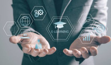 E-öğrenim İnternet Webinar Çevrimiçi Kurslar konsepti