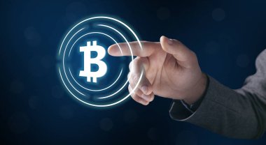 Bitcoin simgesi. Ekrana tıklayın