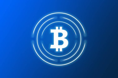 Mavi arkaplanda bitcoin simgesi