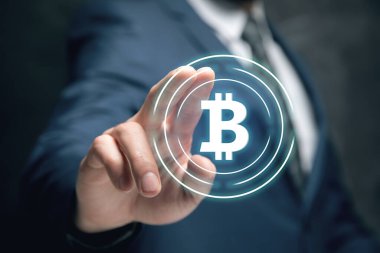 Bitcoin simgesi. Ekrana tıklayın