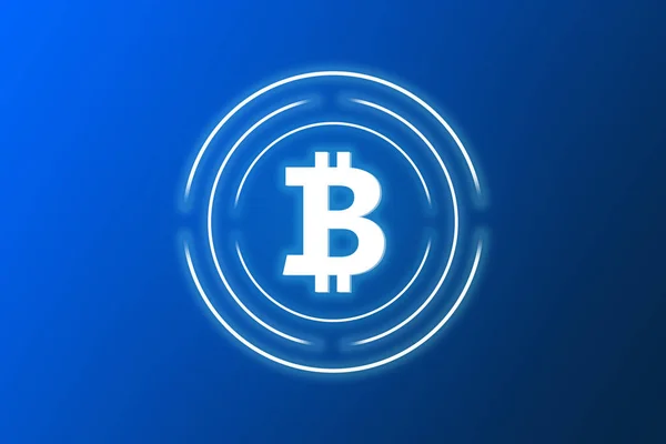 Bitcoin Symbol Auf Blauem Hintergrund — Stockfoto