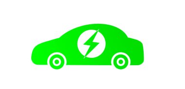 Resimli yeşil elektrikli araba beyaz arkaplanda izole edildi